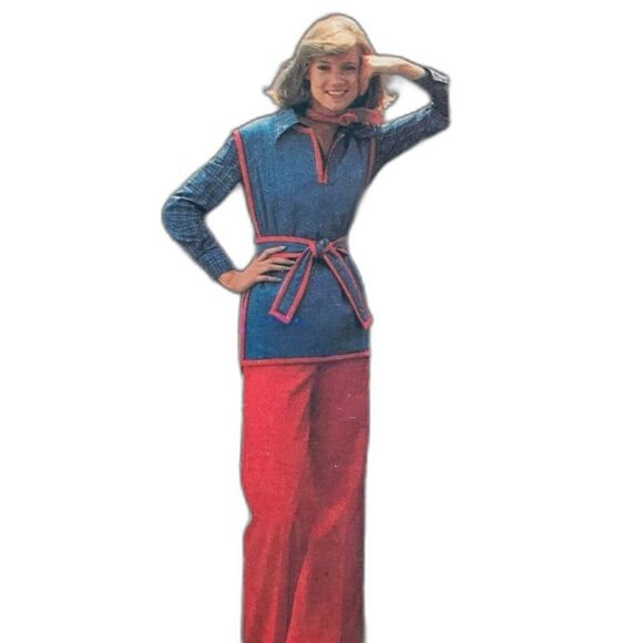 70s Butterick 5109 Tunic & Pants Sewing Pattern Sz18.5 CUT/COMPLETE 1978. - Picture 2 of 3